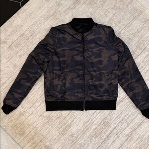 Blanc Noir Women's Camouflage Bomber Jacket - Black and Brown